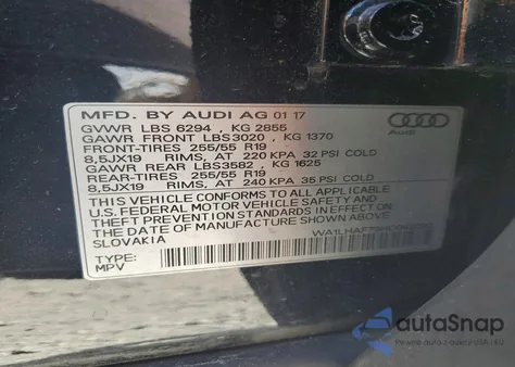 2017 Audi Q7 Premium Plus z USA, uszkodzony, nr VIN WA1LHAF79HD042293